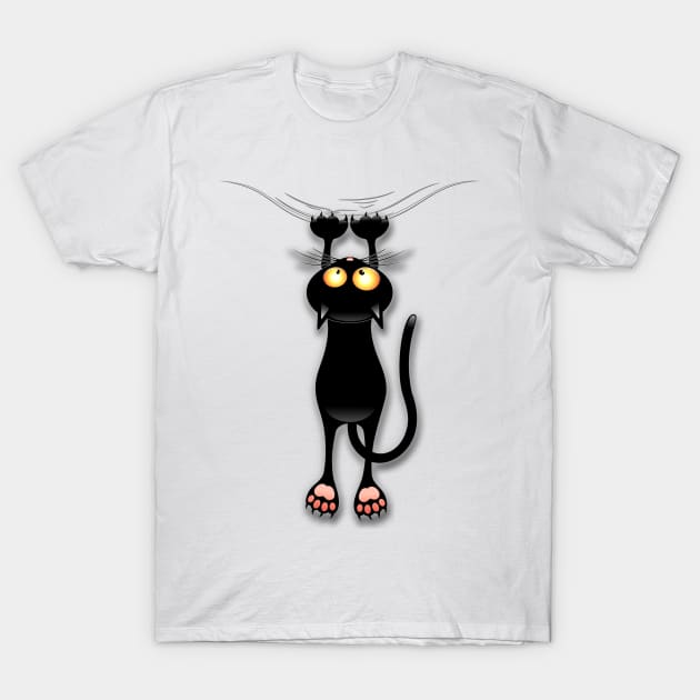 Fun Black Cat Falling Down T-Shirt by BluedarkArt